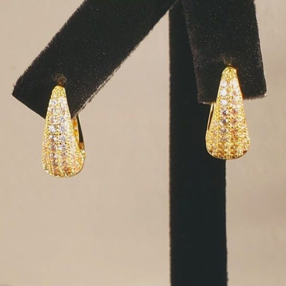 14K Gold Chunky Hoop 2ct Diamond Earrings Womens Oval Hoops Ladies Jewelry 2 ct - Picture 2 of 7